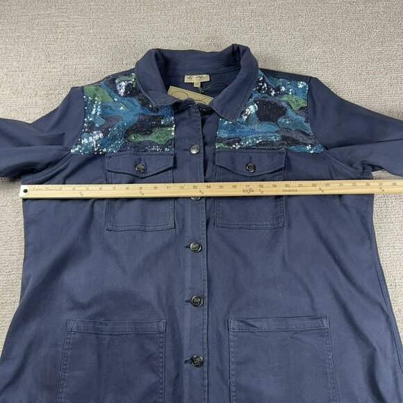 DG2 Diane Gilman Plus Sized Sequined Jacket Blue Women’s Size 2X - Picture 5 of 7